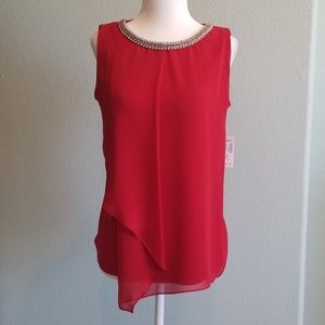 Elegant Red blouse with beautiful neckline detail